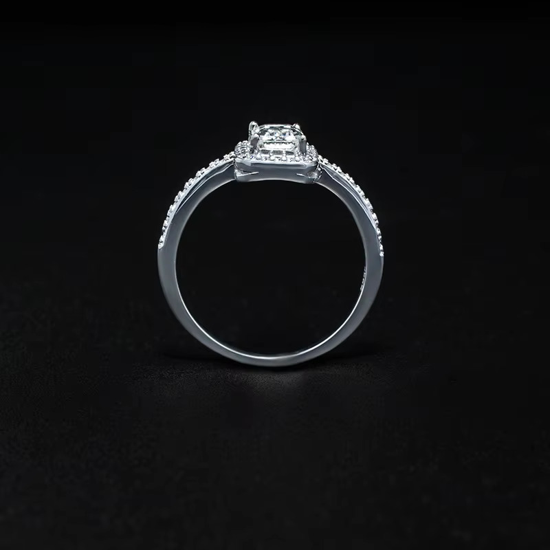 S Pure Sier Four Claw Square Sugar Emerald Radiant Cut Wedding Silica Ring
