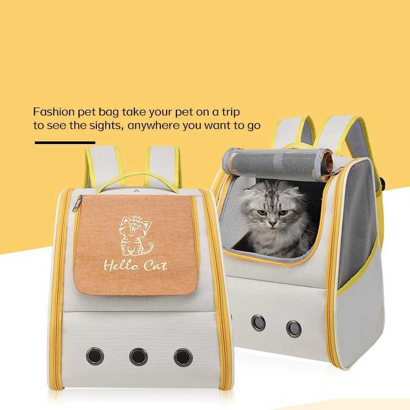Pet Cat Carrier Backpack Breathable Portable Travel backpack for cat and dog With Anti Breakaway Belt Three-door design AA074 250205