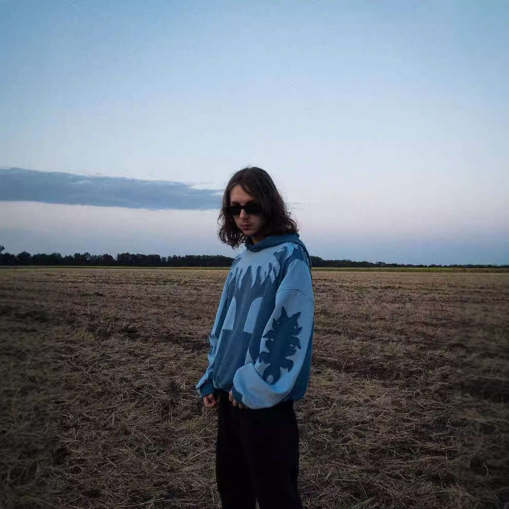 New American style patchwork fabric with autumn trend Y2K loose hip-hop hoodie
