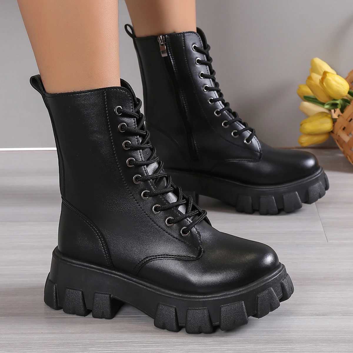 Winter Silver Crystal Thick Sole Ankle Boots Womens Thick Sole Motorcycle Boots Womens Luxury Rhinestone Punk Shoes Size 35-43 Z250303