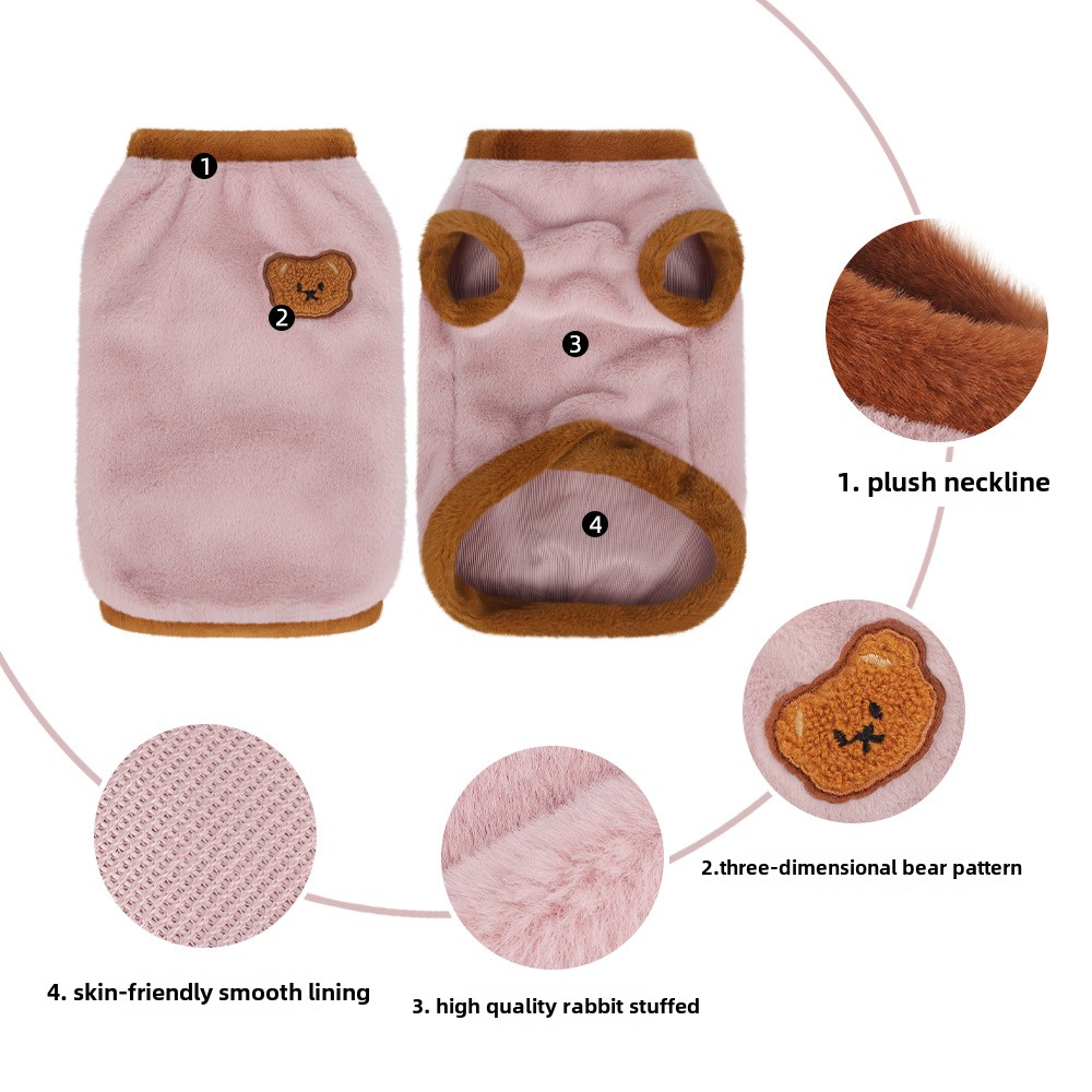 New Cat Clothes Cartoon Embroidered Rabbit Plush Cat Apparel Spring Autumn Warm Windproof Vest Pet Clothing