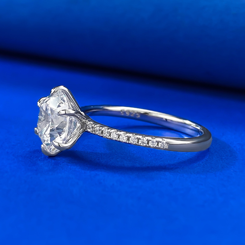 Choucong Brand Classical Six Claw Wedding Rings Luxury Jewelry Solitaire Real 100% 925 Sterling Silver Round White Moissanite Diamond Party Eternity W