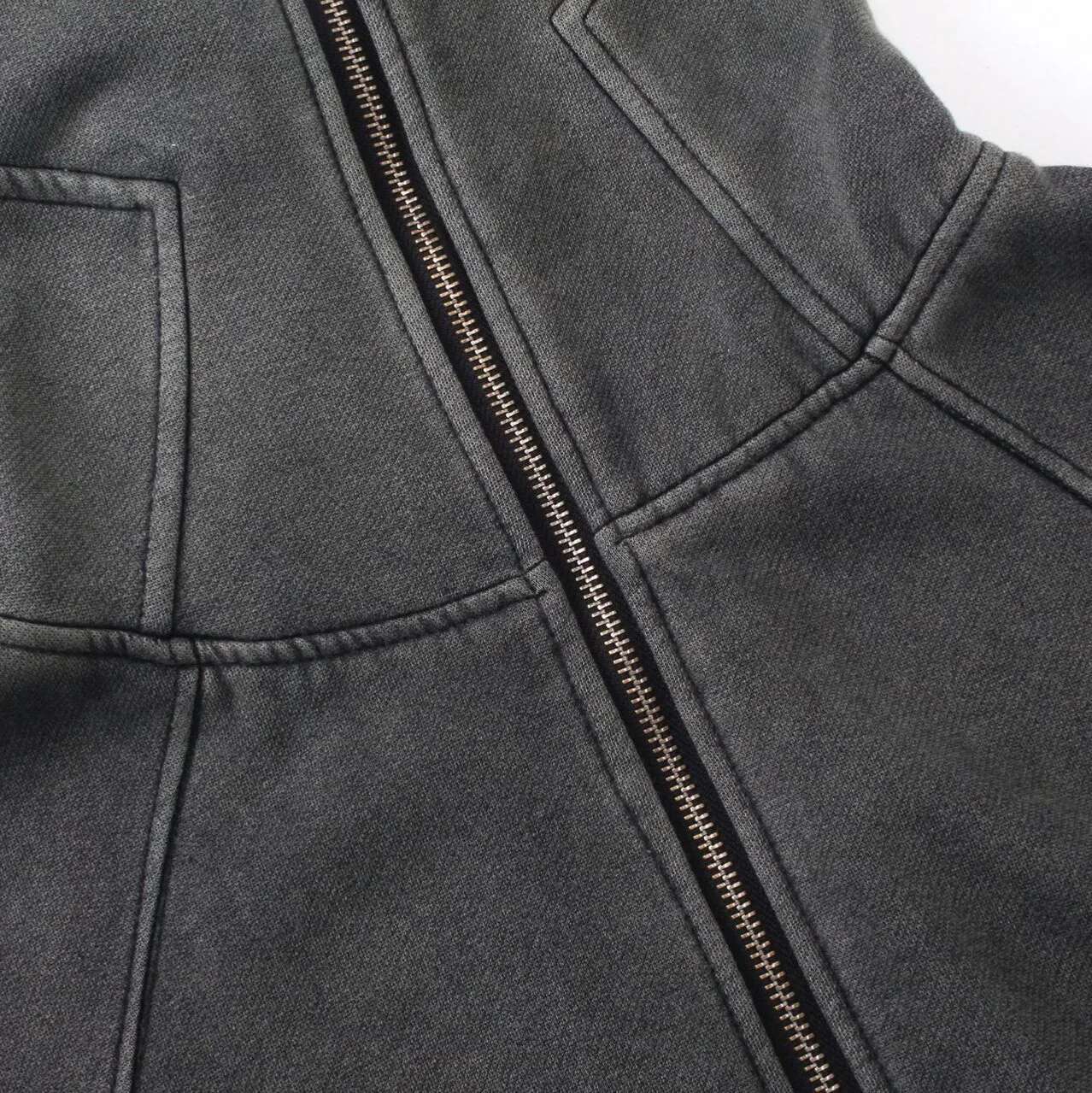 PFNW Men's Dark Grey Zipper Cardigan Sweatshirts American Casual Loose Washed Distressed Thin Veet Hoodie Autumn New 12C1418