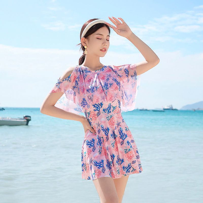 2025S designer women jumpsuit style summer new item plus size to cover the belly and show off weight conservative vacation student swimsuit