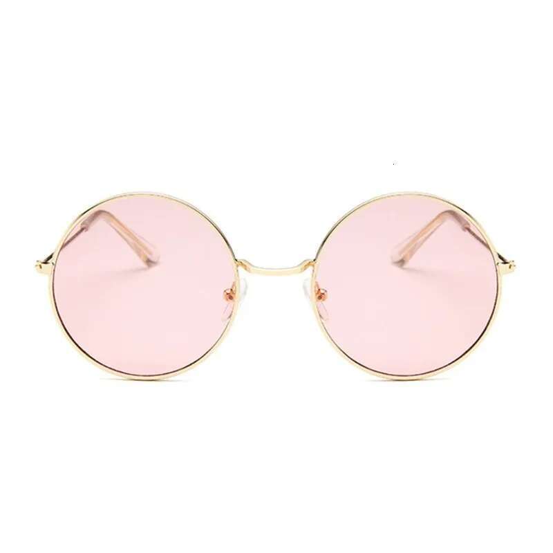2019 Retro Round Pink Sunglasses Brand Designer Sun Glasses For Woman Alloy Mirror Female Oculos De Sol Black