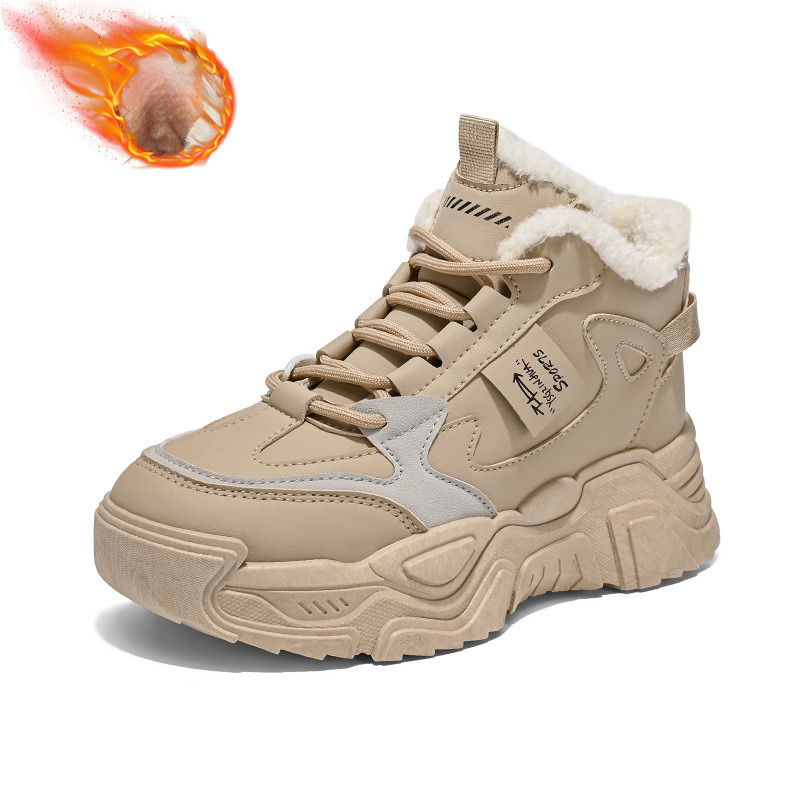 Velvet High Top Women s 2025 Winter Designer s New Thickened Warm Leisure Multi Functional Sports Thick Soled Height Increasing Cotton Shoes