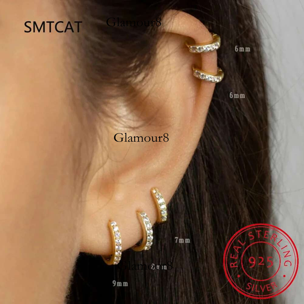 D Color Moissanite Hoop For Women Sterg Sier Gold Plated 6/7/8/9mm Versatile Classic Hie Earrings