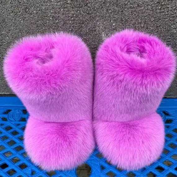 Womens Winter Snow Boots Outdoor Luxury Furry Real Raccoon Fur Boots Woman Fox Fur Warm Platform Shoes New Fashion Boots Z250303