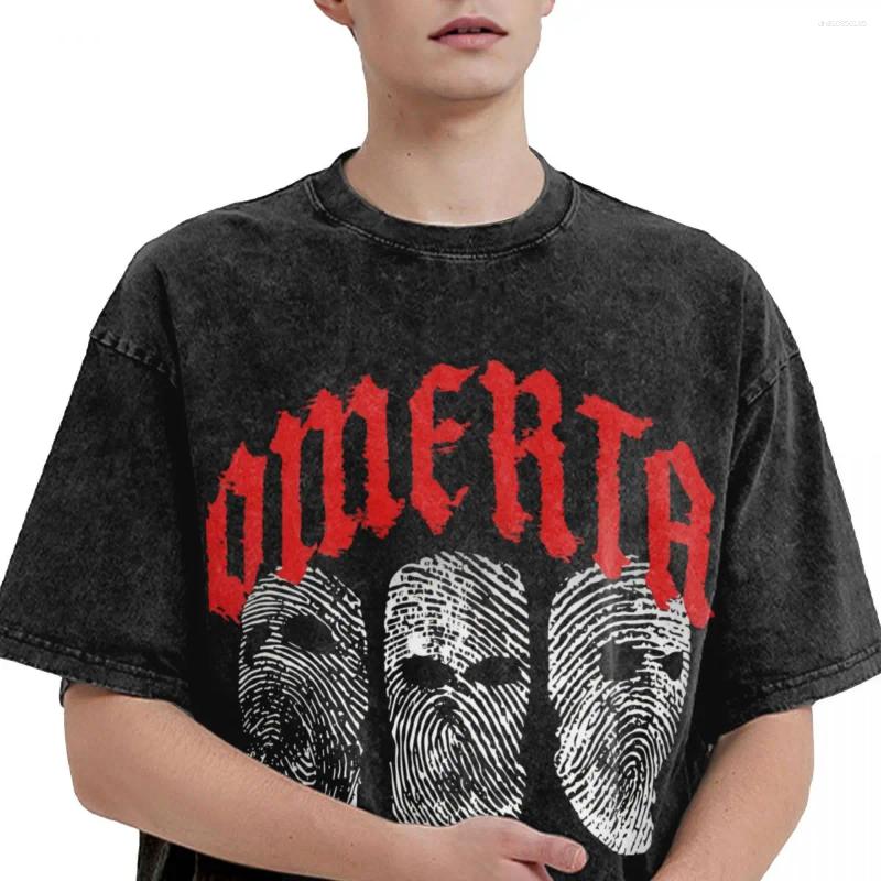 Men's T Shirts Shirt Omerta Maes Song Washed T-Shirts Trendy Cool Summer Tees Fun Pattern Cotton Clothing Birthday Gift