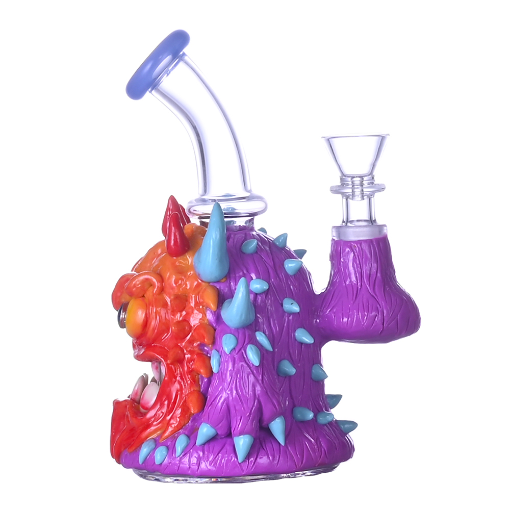 Glass Bong With Cute Monster,Monster Bong,Borosilicate Glass Water Pipe,Glass Hookah,Hand Painted,Home Decorations,HippiesGlass,6.2in