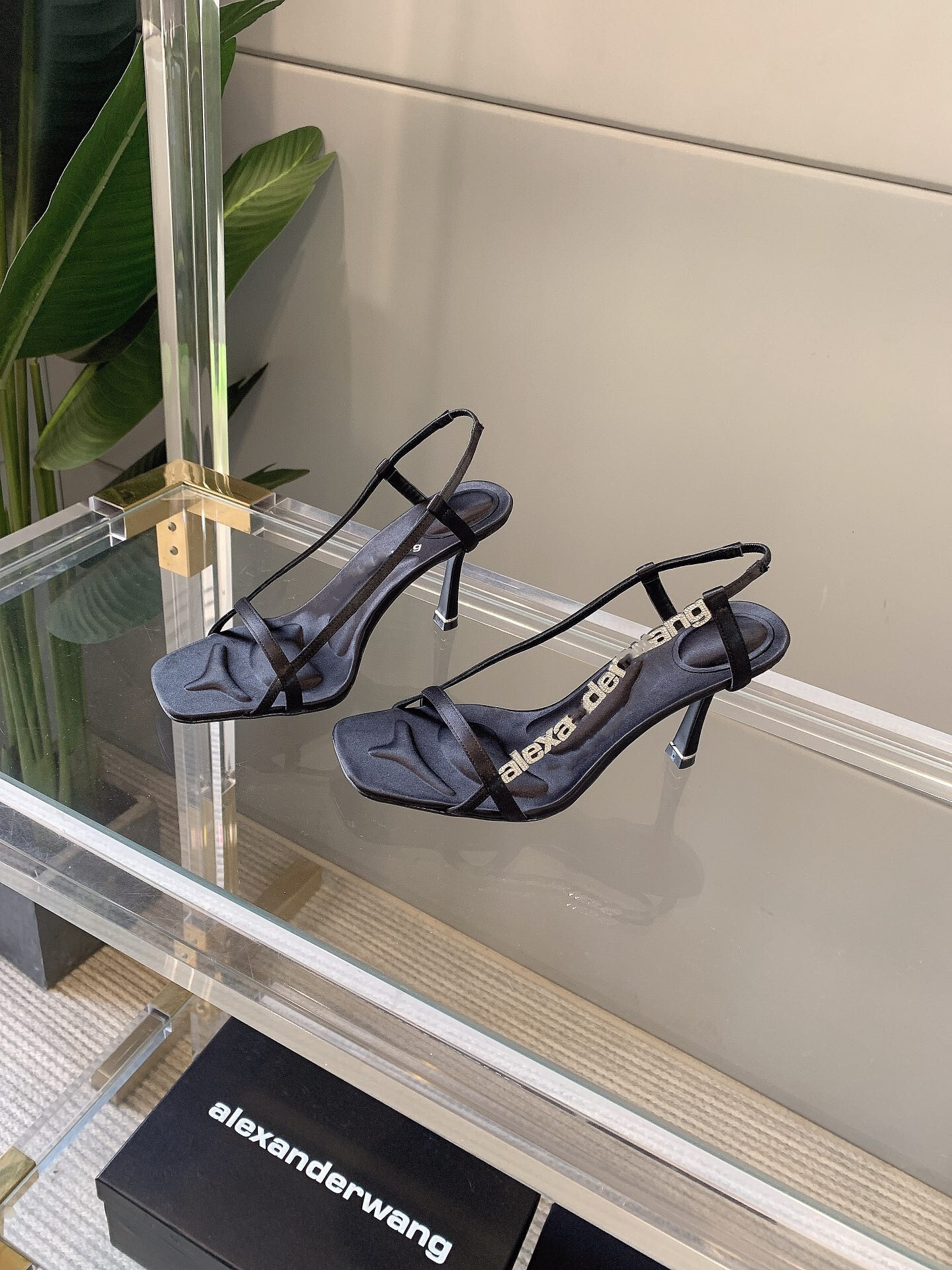 High version square letter rhinestone heels women, slim high mid heels, open toed fashion sandals, versatile for women