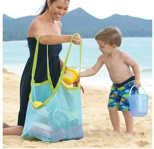 New Arrival Foldable mesh swimming bag portable beach bag childrens beach toy basket storage bag outdoor swimming waterproof bag T250303