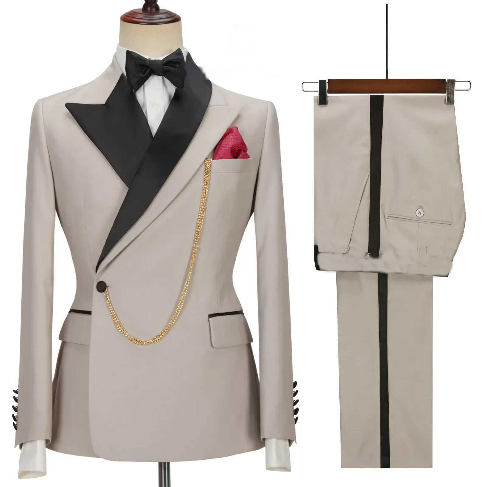 custom black grooms tailcoat Peaked lapel double chest mens dance party mens clothing (jacket+pants) M250303