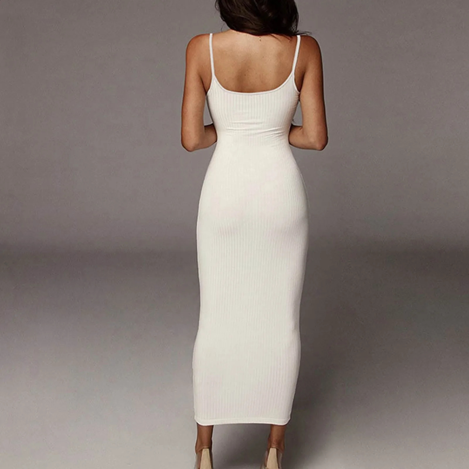 Ladies Dresses Casual Fashion Comfortable Sleeveless Suspender Bodysuit Slim Clothes Sexy Solid Nightclub Maxi Dress 250227Z