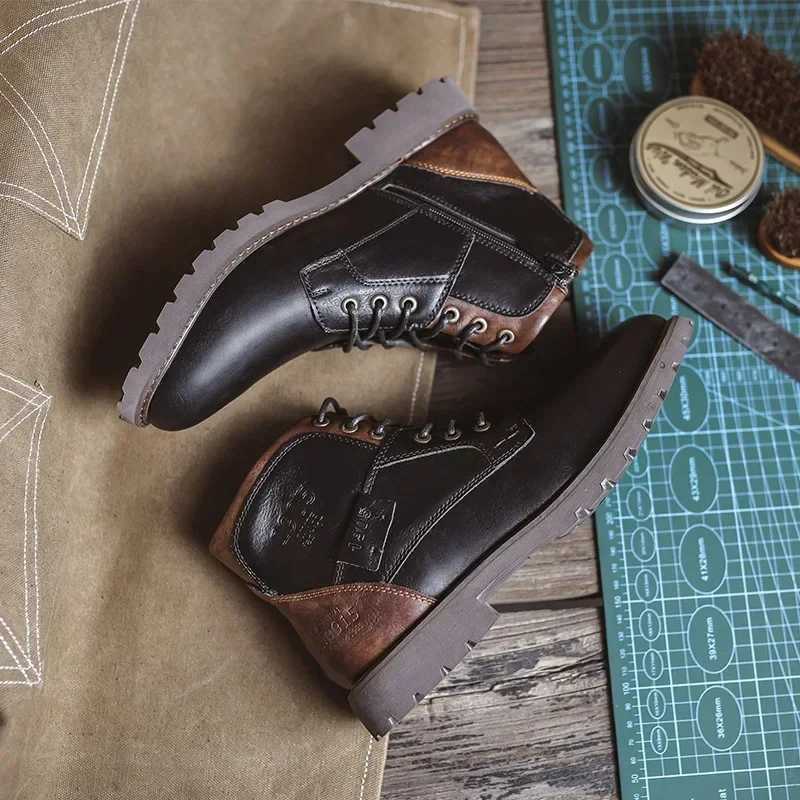 Genuine Leather Mens Boots Fashion Mens Casual Leather Shoes British Style Male Boots High Quality Shoes for Men 2024 Botines Z250303