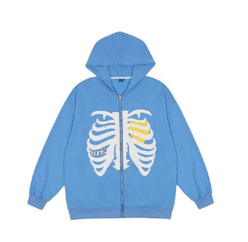 hooded cardigan hoodie women's loose skull print zipper long sleeved couple jacket trend