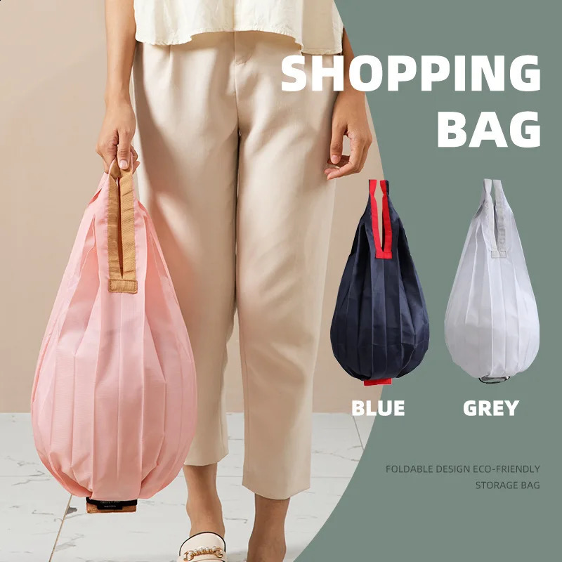 Nylon reusable shopping bag large portable environmentally friendly foldable shoulder handbag 250221