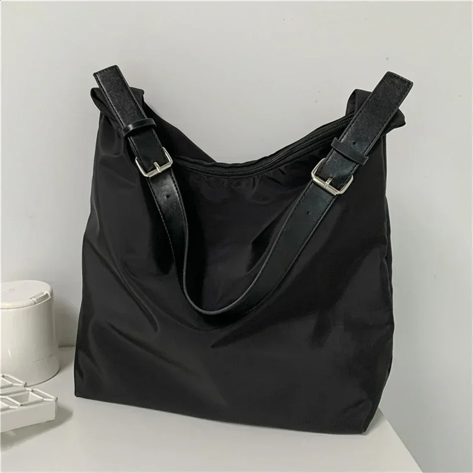 Fashion Large Capacity Shopper Tote Handbag Ladies Nylon Shoulder Bag INS Women Casual Female Shopping Messenger Neutral 250305
