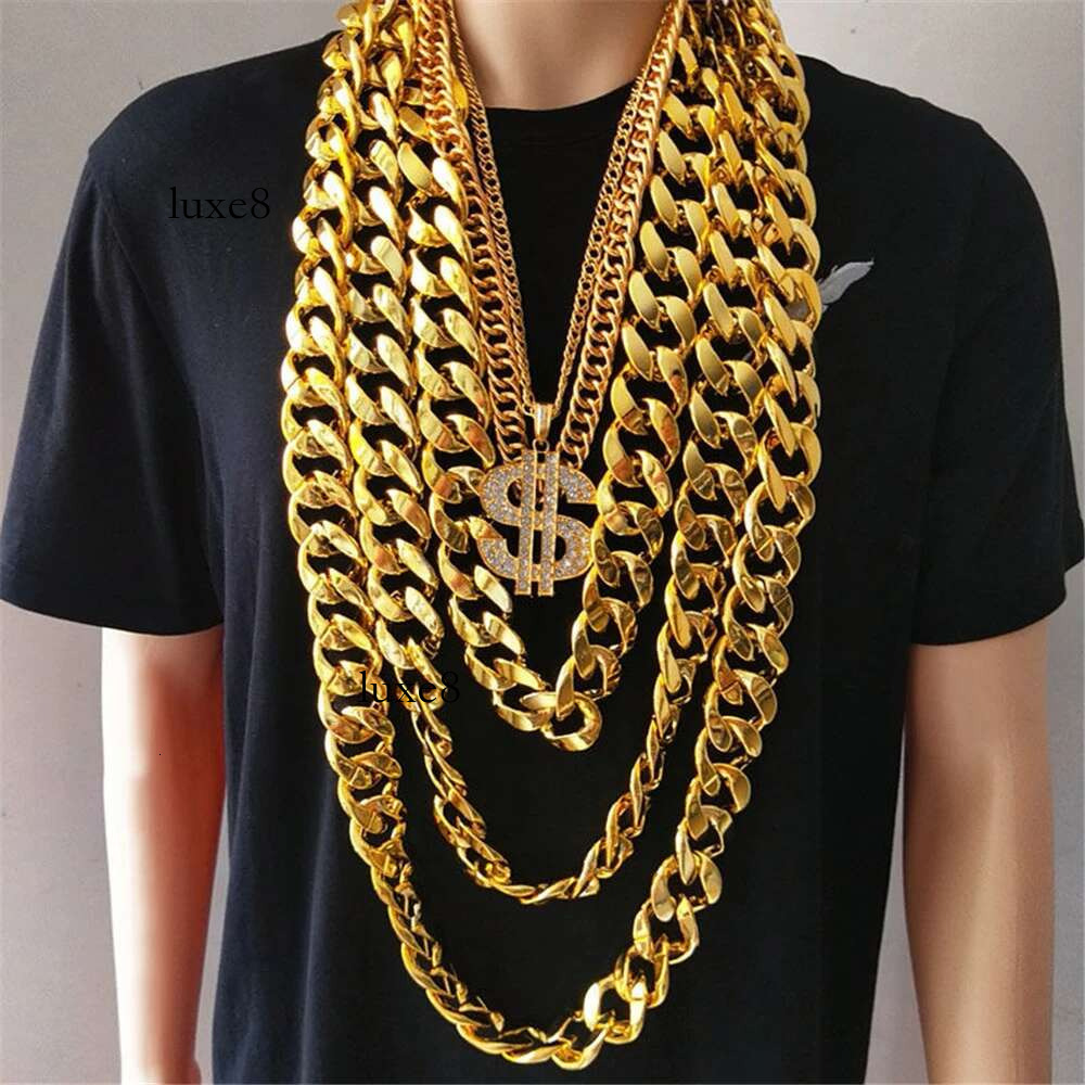 Large acrylic thick Hip hop gold necklace for men Punk Oversized large plastic k chain for men jewelry