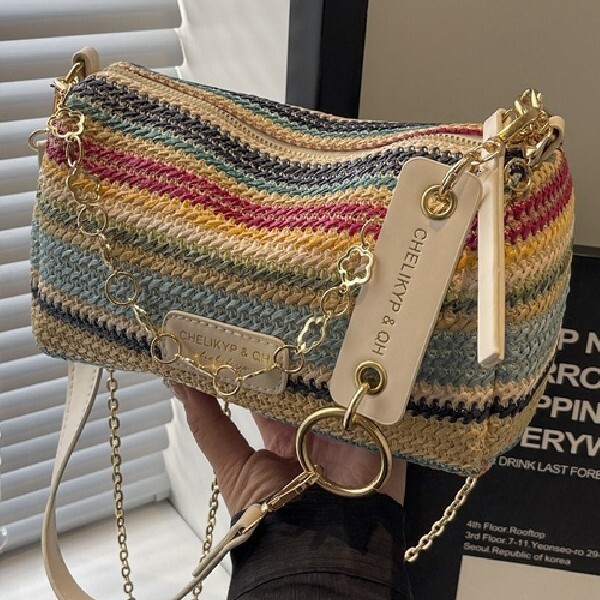2025 trendy grass woven women's fashion vacation beach foreign style crossbody bag summer versatile #swissmilitary