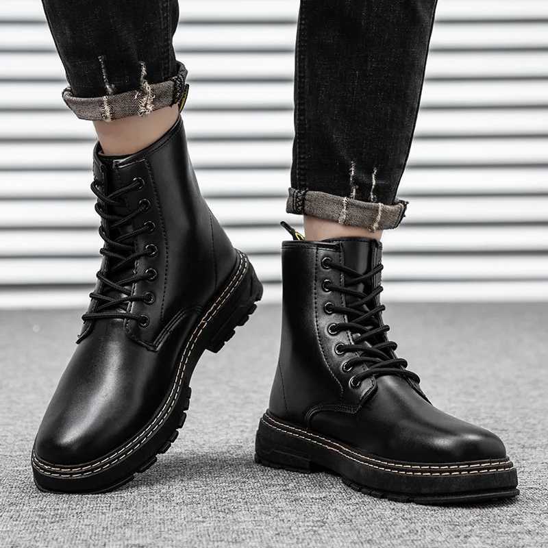 Motorcycle Boots Man Black Shoes Ankle Boot Anti-slip Wear-resistant High Top Spring and Autumn Main Push Trendy Comfortable Z250303