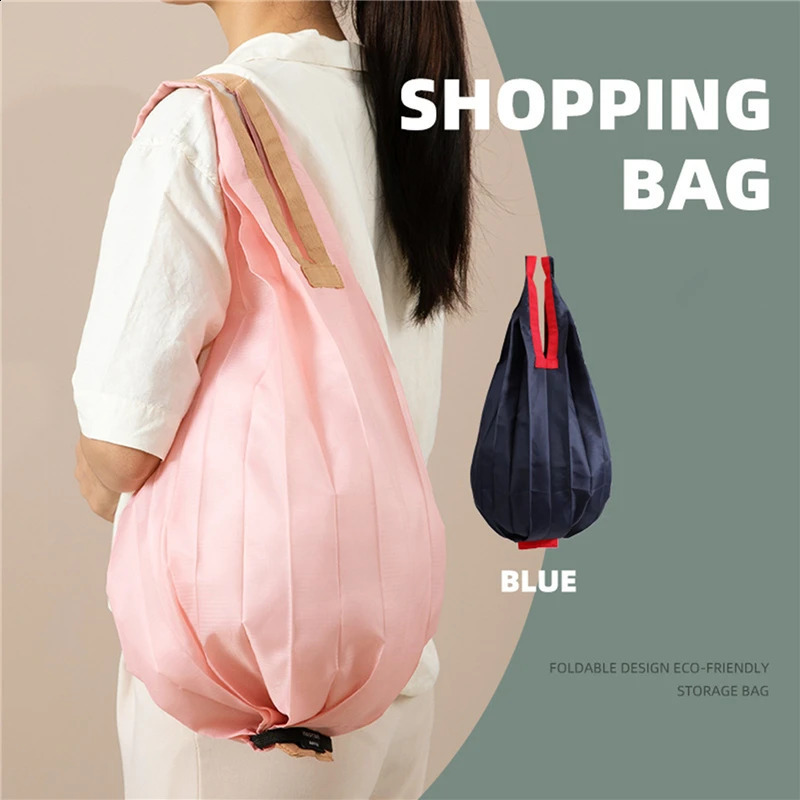 Nylon reusable shopping bag large portable environmentally friendly foldable shoulder handbag 250221