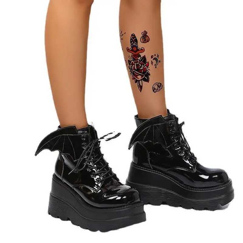 Dark Gothic Womens Boots Punk Wedge Booties Womens Comfort Plus Size 35-43 Platform Boots Cosplayer Platform Shoes Lolita Shoes Z250303