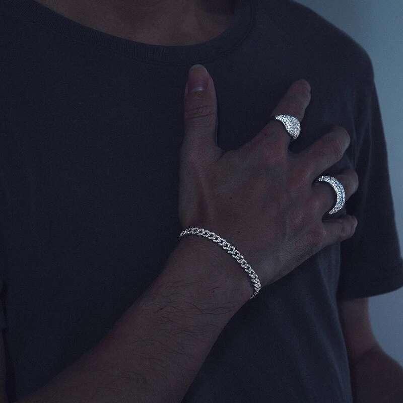 Hip Hop Rock Solid Sterg Sier Created Moissanite Dias Cuban Bracelets For Men Women Fine Jewelry Drop shipping 6MM