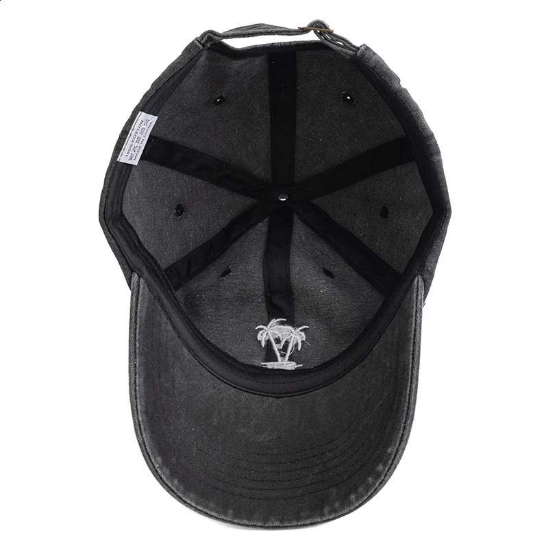 Unisex Washed Cotton Cap Coconut Tree Embroidery Vintage Baseball Men Women Casual Outdoor Dad Hats 250228