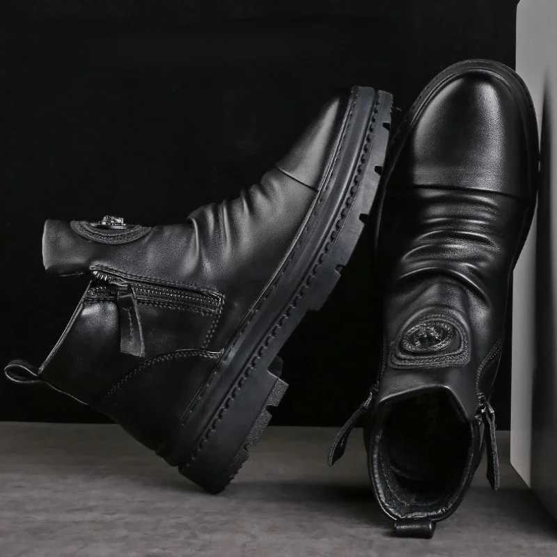 Mens Leather Boots Men Casual Shoes Comfortable Anti Slip Wear-resistant Shock Absorption Walking Male Shoes Boots For Men Z250303