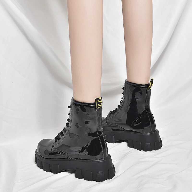 Women Boots Ankle Boots Leather Platform Round Toe Black Boots Women Goth Boots Designer Brand Luxury Women Shoes Womens Boots Z250303
