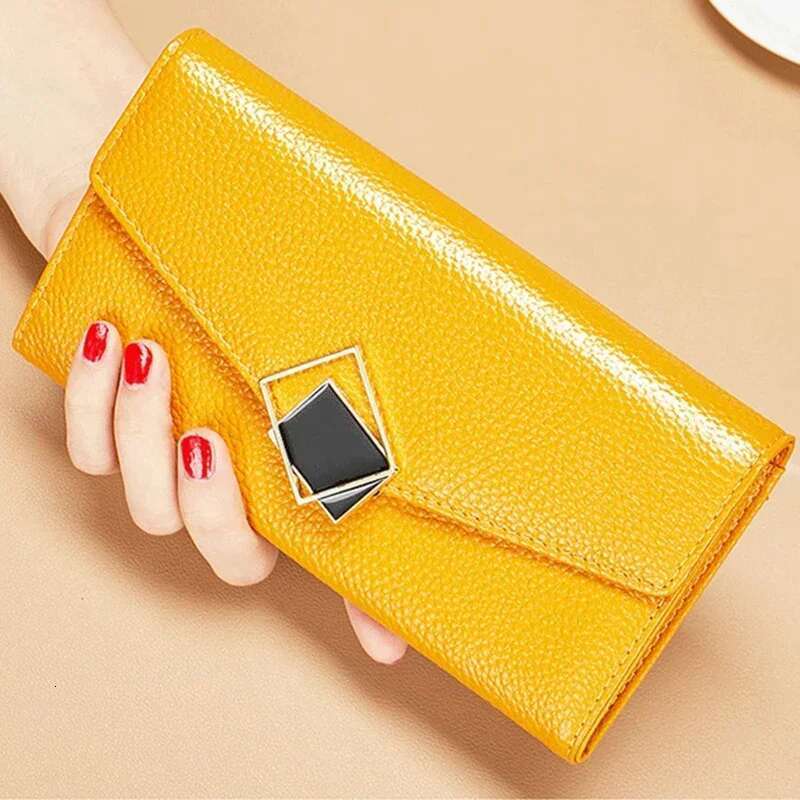 Women's Bags Designer WalletsMade of Genuine Leather Folding Long HighQuality Women's PursesCoin Pocket RFID Card Holder Clutch Bag