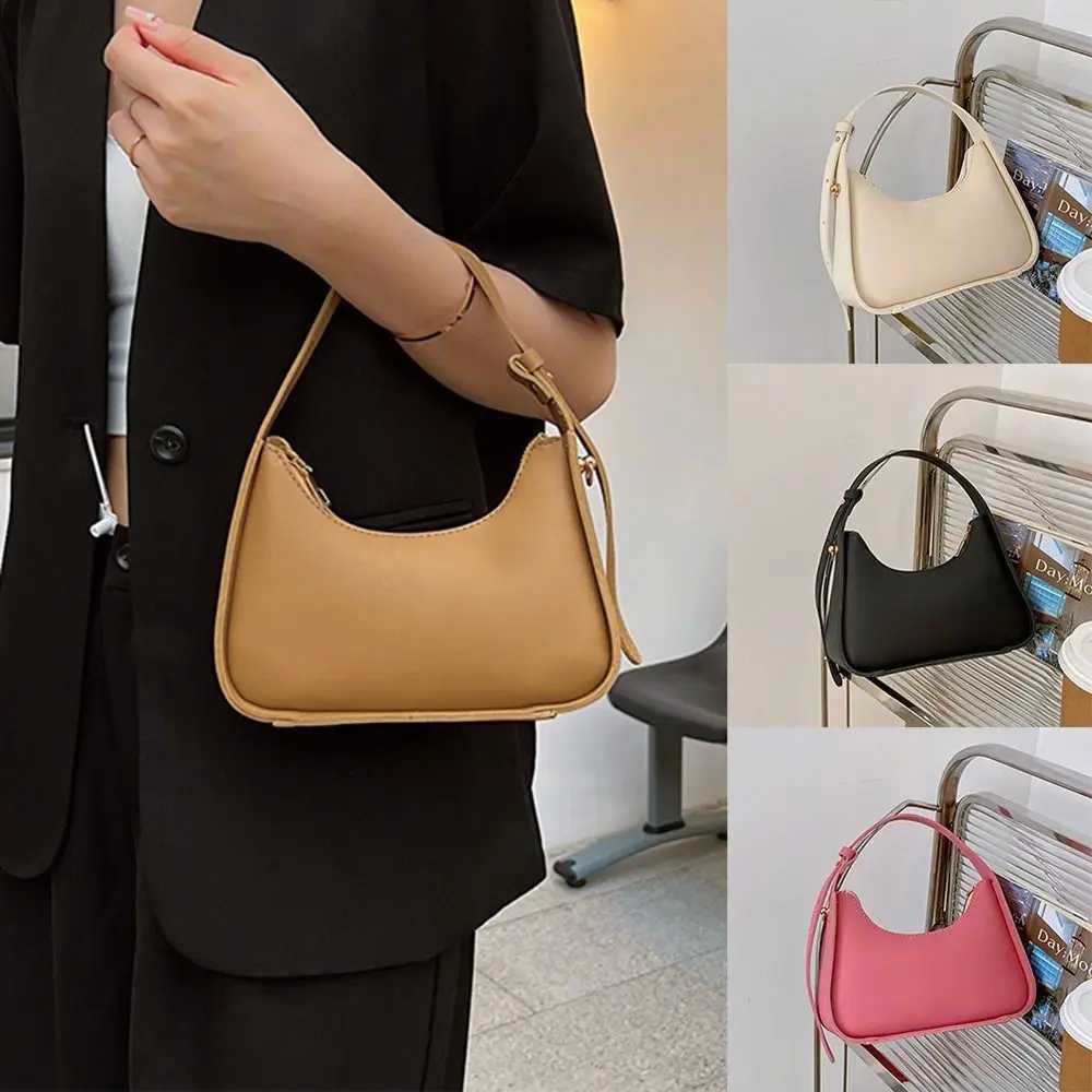 Retro solid color handbag new womens fashion handbag PU leather waterproof bottom bag casual womens shoulder bag Y250303