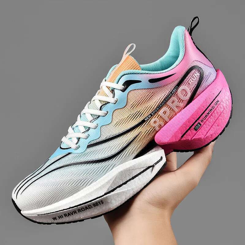 Carbon Plate Men Sports Marathon Air Cushion Running Shoes Breathable Lightweight Women Massage Athletic Nonskid Sneakers