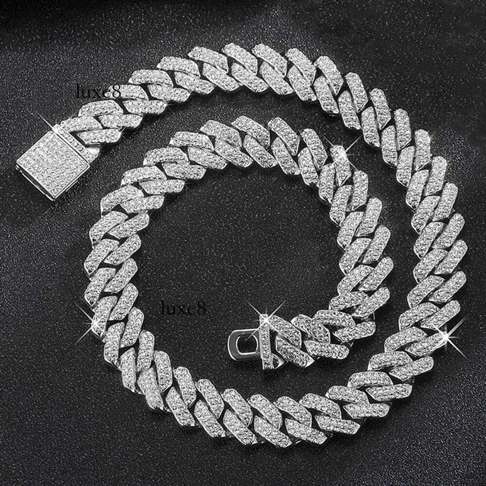 Hip Hop Shiny 15MM k Women Men Sier Color Rhie Iced Out Cuban Chain Punk Jewelry Necklace Gift