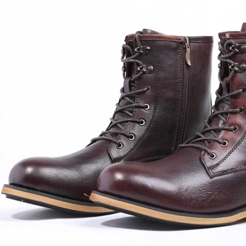 2024 Autumn New Mens Ankle Chelsea Boots Luxury Genuine Leather Lace Designer Mens Work Shoes Handmade Leather Botas Z250303