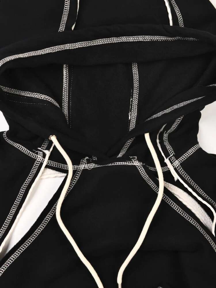EAM Backless Cut-Out Toped Bow Sweatshirt New Hooded Long Sleeve Women Big Size Fashion Spring Autumn 2025 1Df182001