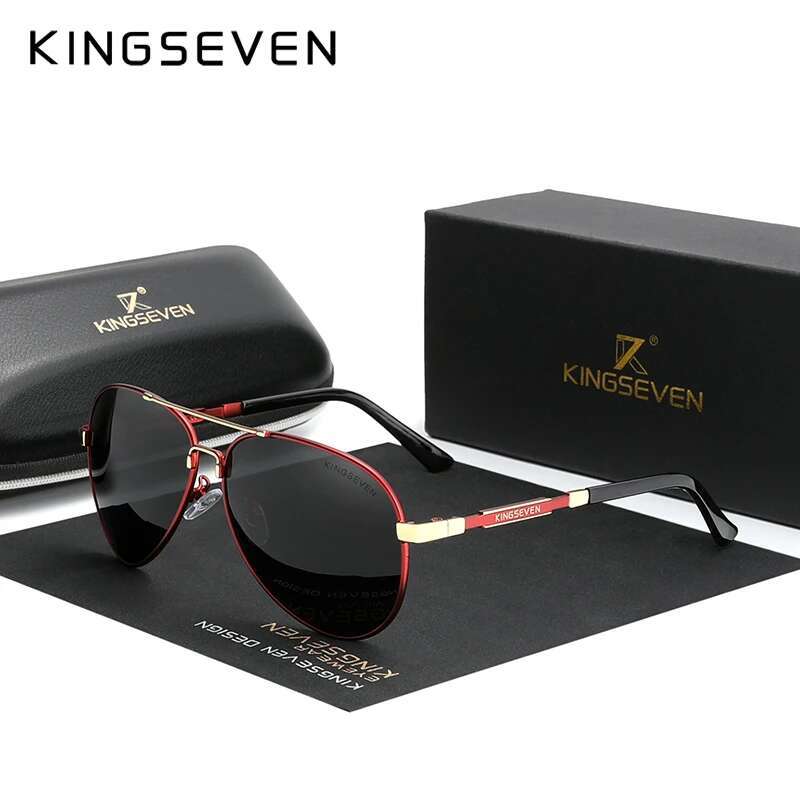 KINGSEVEN Brand 2024 Aluminum magnesium Polarized Men Sunglasses Vintage Square Metal Frame Male Sun Glasses Driving
