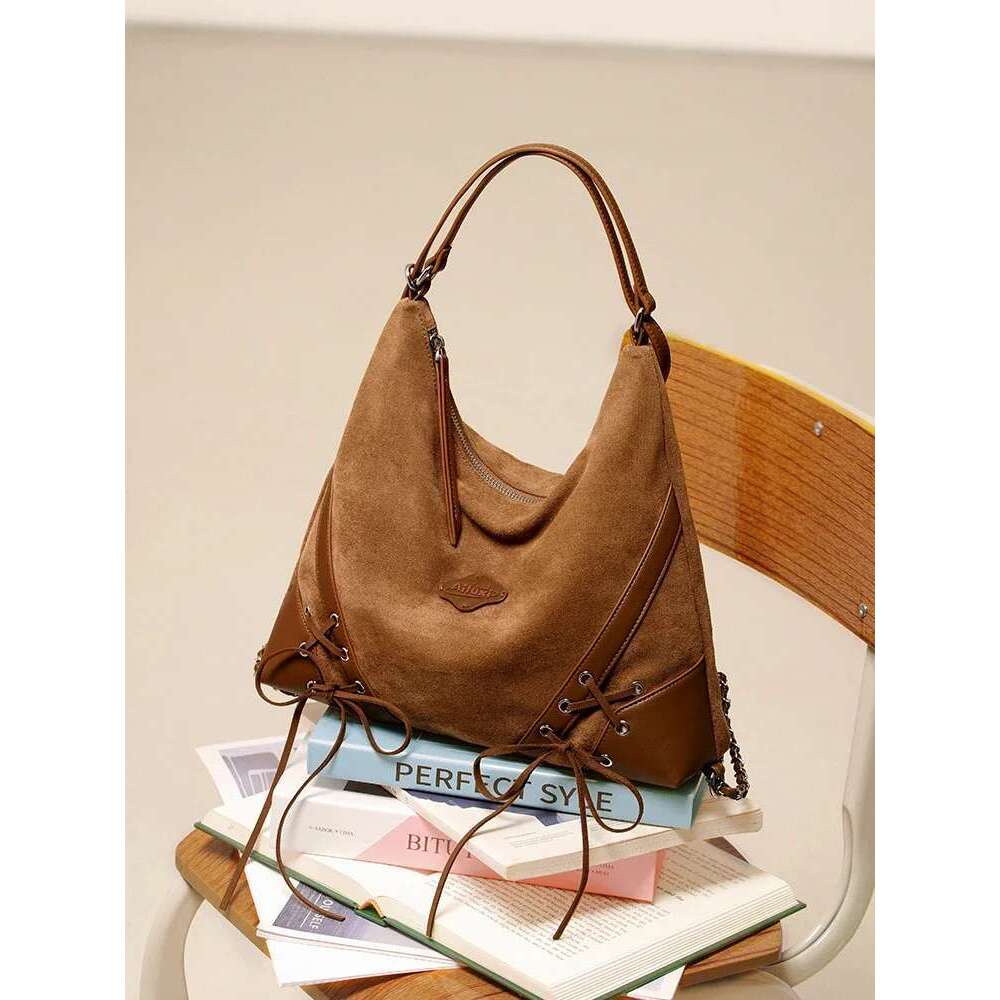 AII Vintage Suede Tote Bag Large Capacity Original Designer Maillard Backpack Multifunctional Fashion Handbag Christmas Gift