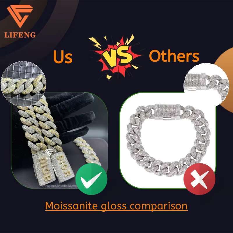 Iced Out VVS Moissanite Cuban K Chain Hip Hop Pendant Necklace Jewelry Charm For Men Sterg Sier White Gold Plated