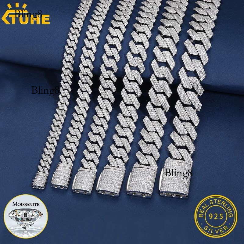High Quality Unisex VVS1 Moissanite Cuban Chain Necklace Sier For Men Hip Hop Jewelry