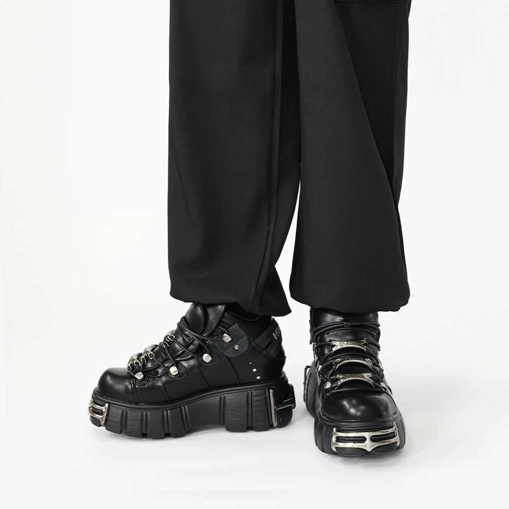 2024 NEW Punk Style Women Shoes Lace-up heel height 6CM Platform Shoes Woman Gothic Ankle Rock Boots Metal Decor Woman Sneakers Z250303