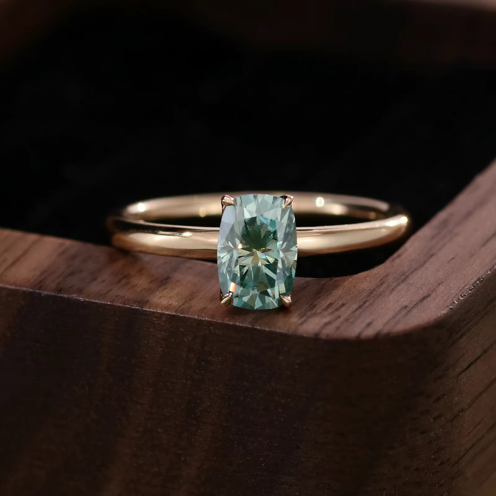 10k blue-green pyroxene ring classic style anniversary gift for boutique jewelry wedding
