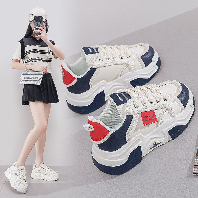 White Shoes Seasonal Designer 2025 New Leather Casual Shoes Fashionable Thick Sole Height Increasing Outdoor Sports Casual Women s Shoes