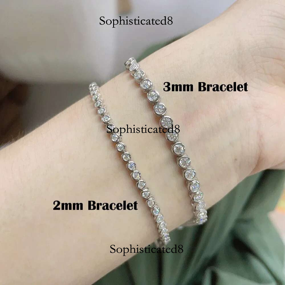 Certified 2/3mm Moissanite Tennis Bracelet for Women Original S Sterg Sier Round Bubble Dia Bracelets Jewelry GRA