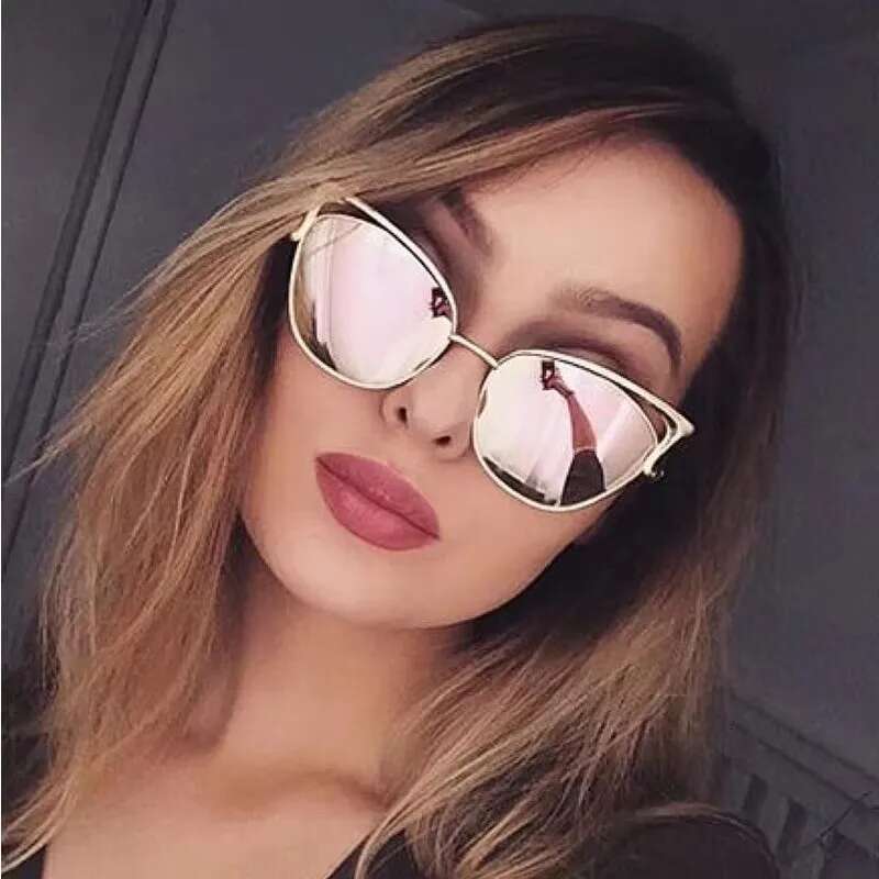 ZXIAC Metal Cateye Sunglasses Fashion Personalized Cat Eye Sun for Women Men Brand Design Colorful Party Glasses UV400