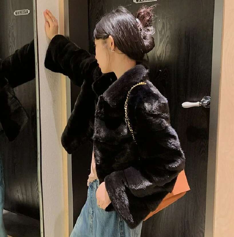 ew coat for 2023, 100% real mink fur coat, warm and stylish in winter