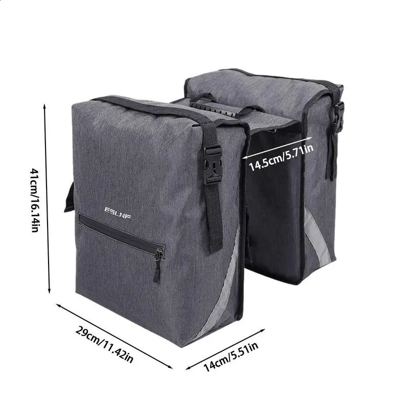Ship from US Portable Waterproof Bicycle Bag 28L Rear Rack Trunk Bike Luggage Tail Seat Pannier Double Bag 250228FBB
