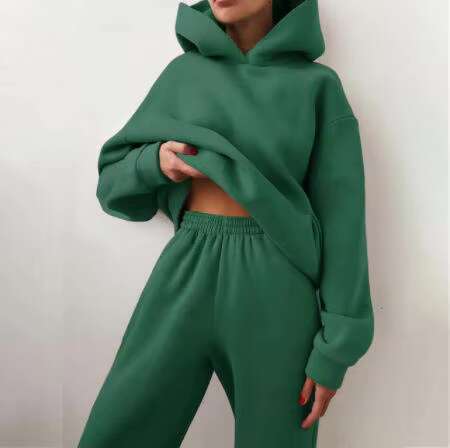 500Gsm Heavy Weight Women's Fashion Autumn Winter Casual Thick Cotton Woman Top Solid Color Hoodies Sweatshirt Pullover
