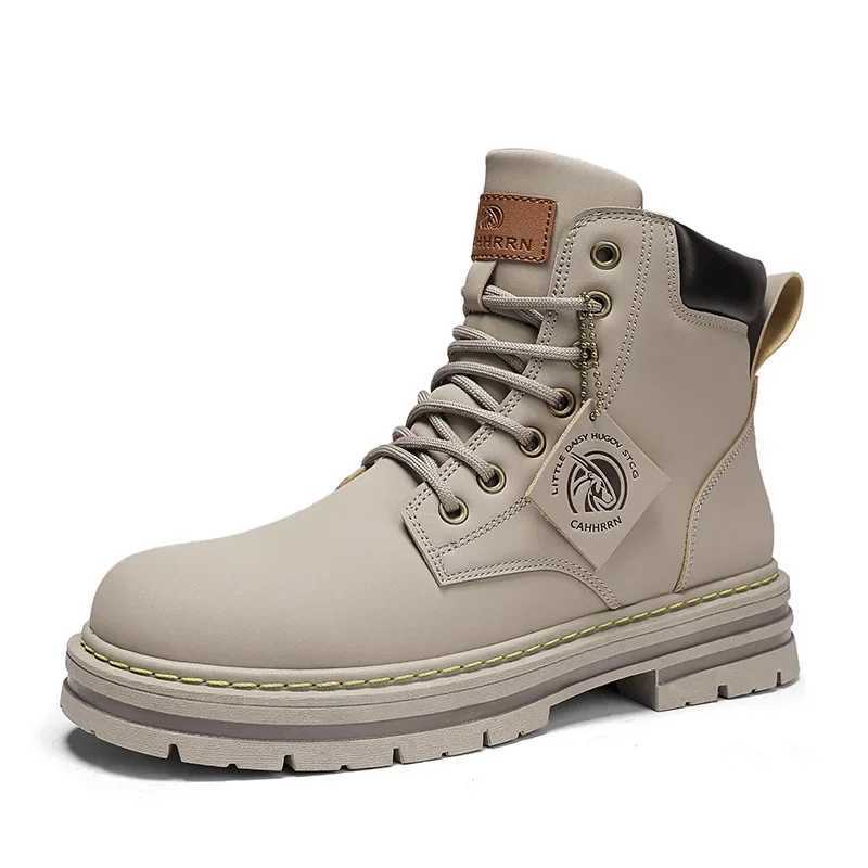 Mens leather boots fashionable motorcycles mens ankle boots winter boots mens shoelaces Botas Hombre Z250303